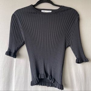 Zara Short Sleeve Ribbed Top